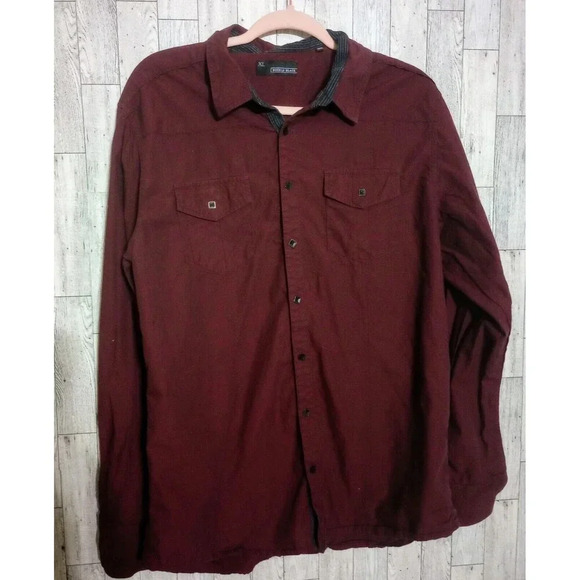 Buckle Black‎ Shirt Men's XL Burgundy Cotton Standard Fit Collar Button-Up - Picture 1 of 5